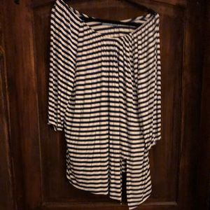 An off the shoulder striped blouse